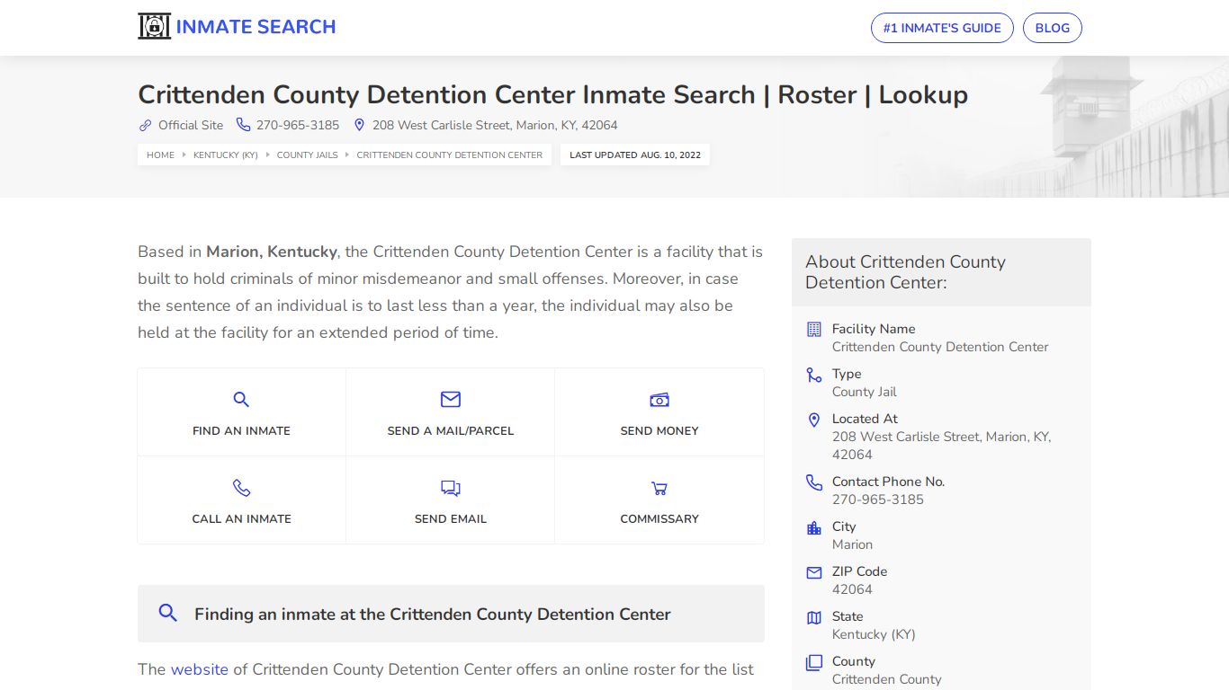 Crittenden County Detention Center Inmate Search | Roster ...
