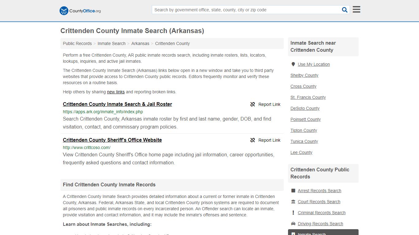 Inmate Search - Crittenden County, AR (Inmate Rosters ...
